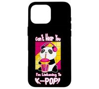Lindo Kawaii Boba Panda Can't Hear You I'm Listening K-Pop Carcasa para iPhone 16 Pro MAX