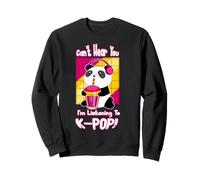 Lindo Kawaii Boba Panda Can't Hear You I'm Listening K-Pop Sudadera