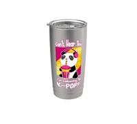 Lindo Kawaii Boba Panda Can't Hear You I'm Listening K-POP Vaso térmico de acero inoxidable de doble pared