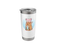 Lindo kawaii Bubble Tea Axolotl Capibara Vaso térmico de acero inoxidable de doble pared