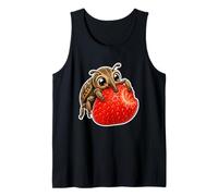 Lindo Kawaii Bug Comiendo Fresa Verano Camiseta sin Mangas