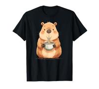 Lindo Kawaii Capibara Comiendo Ramen Arte Divertido Camiseta