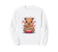 Lindo Kawaii Capibara Sentado y Comiendo felizmente Ramen Sudadera