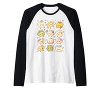 Lindo Kawaii Dumpling Pastel Anime Asiático Comida Amante Niños Niña Camiseta Manga Raglan