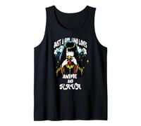 Lindo Kawaii Just A Girl Who Loves Anime Y Kava Tea Drink Camiseta sin Mangas