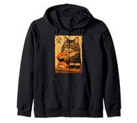 Lindo Kawaii Maine Coon Comer Sushi Divertido Gato de Comida Japonesa Sudadera con Capucha