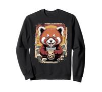Lindo Kawaii Rojo Panda Boba Japonés Anime Estética Chicas Sudadera