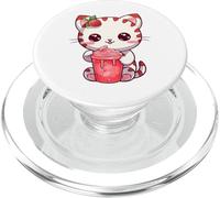 Lindo Kawaii Strawcat Anime Fresa Rojo Rosa Gato Neko PopSockets PopGrip para MagSafe