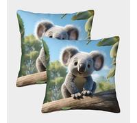 Lindo Koala bebé - personaje animado del bosque Fundas De Cojín Del Sofá Juego De 2 Available All Seasons Fundas De Almohada Decorativos Cuadrado Almohada Funda De Almohada Sala Casa Decor 40x40cm