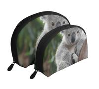 Lindo Koala, Bolsa de Maquillaje de Concha, Monedero pequeño para Mujer, Bolsa de artículos de tocador, Bolsa de cosméticos, 2 Piezas
