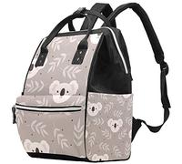 Lindo koala Bolso cambiador de pañales Mochila para pañales con bolsillos aislados Correas de cochecito, Bolso de pañales elegante multifunción de gran capacidad para mamá papá al aire libre