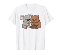 Lindo Koala Wombat Comiendo Animales Australianos Kawaii Foodie Camiseta gráfica económica, Hombre, Blanco, L