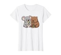 Lindo Koala Wombat Comiendo Animales Australianos Kawaii Foodie Camiseta gráfica económica, Mujer, Blanco, L