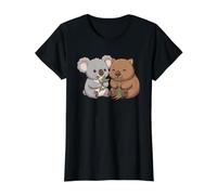 Lindo Koala Wombat Comiendo Animales Australianos Kawaii Foodie Camiseta gráfica económica, Mujer, Negro, L