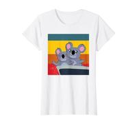 Lindo Koalas en la Pose Enamorada día de San Valentín Camiseta gráfica económica, Mujer, Blanco, XS