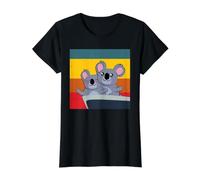 Lindo Koalas en la Pose Enamorada día de San Valentín Camiseta gráfica económica, Mujer, Negro, M