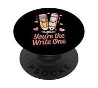Lindo lápiz con Texto en inglés You'Re The Write Valentine's Day PopSockets PopGrip Adhesivo