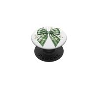 Lindo Lazo Verde a Cuadros Tablero de ajedrez Cinta Coqueta Floral PopSockets PopGrip Adhesivo