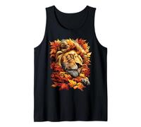 Lindo león Durmiente con Hojas de otoño estética felino Camiseta sin Mangas