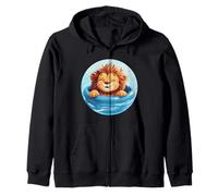 Lindo león en la piscina para días calurosos y amantes de los leones Sudadera con Capucha