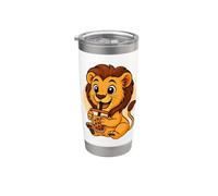 Lindo León Kawaii Anime Bebiendo Té Burbuja Niña Vaso térmico de acero inoxidable de doble pared