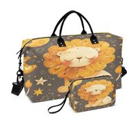 Lindo LeóN Luna Dorada Bolsa de Natación Deportiva Fitness Bolsa de Equipaje Semana Bolsa con Bolsa de Maquillaje para Viajes