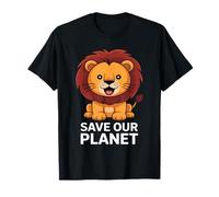 Lindo León Naturaleza Conservación Salva Planeta Hombres Mujeres Niños Camiseta