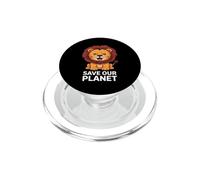 Lindo León Naturaleza Conservación Salva Planeta Hombres Mujeres Niños PopSockets PopGrip para MagSafe