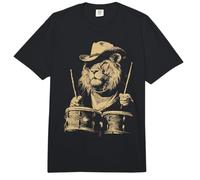 Lindo León Tocando Tambores Divertido Vaquero Animal Western Drummer Comfort Colors Adult Heavyweight T-Shirt