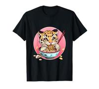 Lindo Leopardo Comiendo Ramen Anime Obras de Arte japonesas Camiseta