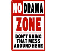 Lindo letrero de metal vintage con texto en inglés "No Drama Mess Zone Warn", para Pascua, Día de la Madre, el mejor regalo para amigos, cafetería, bar, pub, dormitorio, decoración de habitación, 8 x
