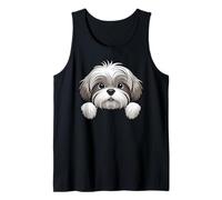 Lindo Lhasa Apso Peeking Puppy Funny Lhasa Apso Dog Lover Camiseta sin Mangas