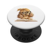 Lindo Libro de Lectura para Cachorros con Bandana PopSockets PopGrip Adhesivo
