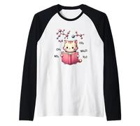 Lindo Libro de moléculas de Lectura de Gatos de química Camiseta Manga Raglan