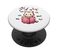 Lindo Libro de moléculas de Lectura de Gatos de química PopSockets PopGrip Adhesivo