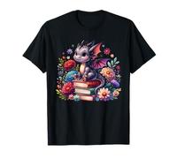 Lindo libro floral para niñas con diseño de dragón Cottagecore Camiseta