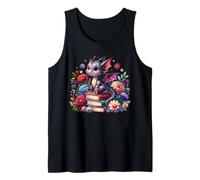 Lindo libro floral para niñas con diseño de dragón Cottagecore Camiseta sin Mangas