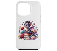 Lindo libro floral para niñas con diseño de dragón Cottagecore Carcasa para iPhone 13 Pro