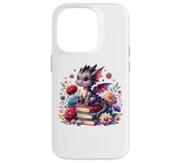Lindo libro floral para niñas con diseño de dragón Cottagecore Carcasa para iPhone 14 Pro