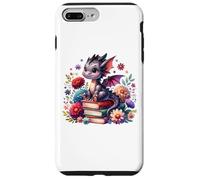 Lindo libro floral para niñas con diseño de dragón Cottagecore Carcasa para iPhone 7 Plus/8 Plus
