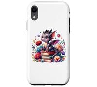Lindo libro floral para niñas con diseño de dragón Cottagecore Carcasa para iPhone XR