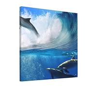 Lindo lienzo impreso de delfín, pinturas sin marco, cuadros modernos de pared para sala de estar, dormitorio, decoración del hogar, 12 x 12 pulgadas