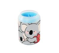 Lindo limpiador de patas de perro portátil gris koala de dibujos animados con cepillo de masaje suave, esencial para todos los dueños de mascotas para perros pequeños y medianos