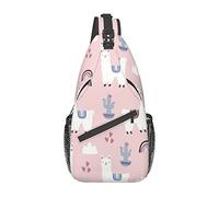 Lindo Llama Alpaca con Cactus Sling Bag Senderismo Mochila de Hombro Crossbody Mochila de Viaje Paquete de Pecho para Hombres y Mujeres