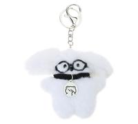 Lindo llavero con colgante de perro de felpa, hecho a mano, llavero de animales peludos, adorno versátil para niños y amantes, Little Bear Milk Dog, Talla única