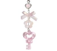 Lindo llavero con cuentas de corazón con lazo para colgar en la bolsa, bolso de mano, para mujer, mochila, bolso, encantador, decoración para colgar en el coche, para mujeres y niñas, Sección 7, Talla