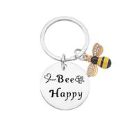 Lindo llavero de animales con diseño de abejas felices, cadenas de recuerdo, mujeres, hombres, bolsos, accesorios, joyería, regalo, llavero para esposa, Lze104, Talla única