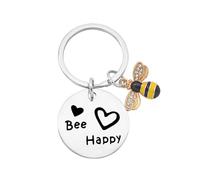 Lindo llavero de animales con diseño de abejas felices, cadenas de recuerdo, mujeres, hombres, bolsos, accesorios, joyería, regalo, llavero para esposa, Lze103, Talla única