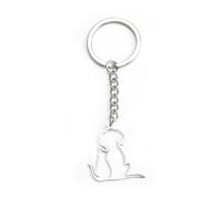 Lindo llavero, diseño de dibujos animados de gatos y perros, llavero para parejas, expresa amor y afecto con un bonito diseño, como regalo para familiares y amigos, plata, S