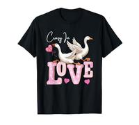 Lindo Loco Enamorado Ganso Valentine Ilustración Camiseta